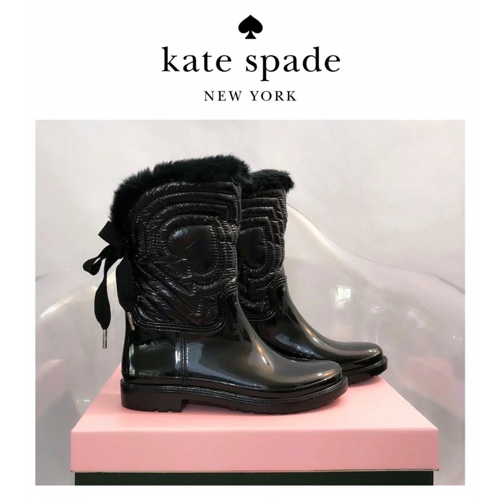 NIB IN BOX Kate Spade ♠️ Shiny Faux Fur/PVC Trim Boots-7M